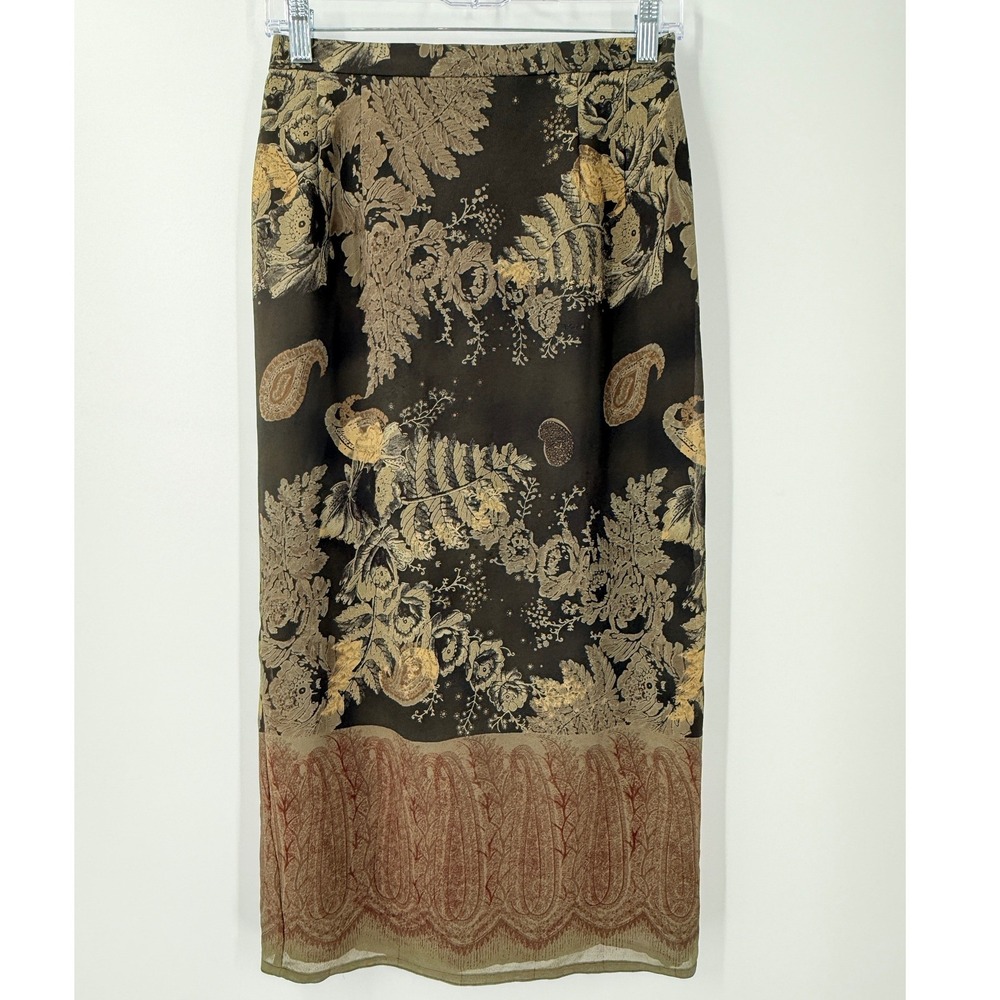 Vtg 90s Paisley Floral Maxi Skirt Sz 8 practical magic forest fairy whimsigoth